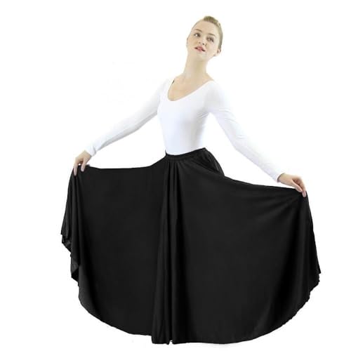 Danzcue Womens Long Full Circle Dance Skirt, Black, S-M - Image 1