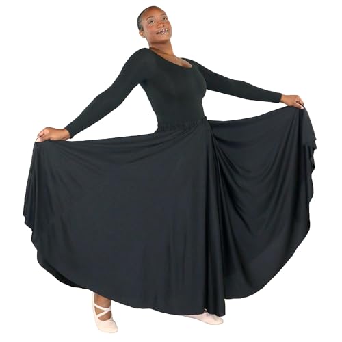 Danzcue Womens Long Full Circle Dance Skirt, Black, S-M - Image 3