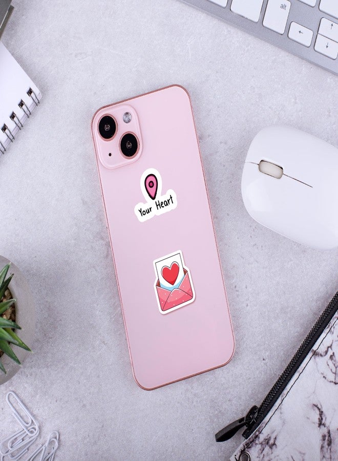 D2C Valentine Day Sticker Pack, 58 Pieces Love-Themed Waterproof Decals, Romantic Designs for Laptops,Journals, Scrapbooks & Gift Wrapping – Aesthetic Couple & Heart Designs - Image 3