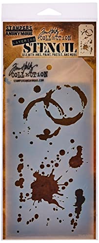 Stampers Anonymous Tim Holtz Layered Stencil 4.125"X8.5", Splatters - Image 1