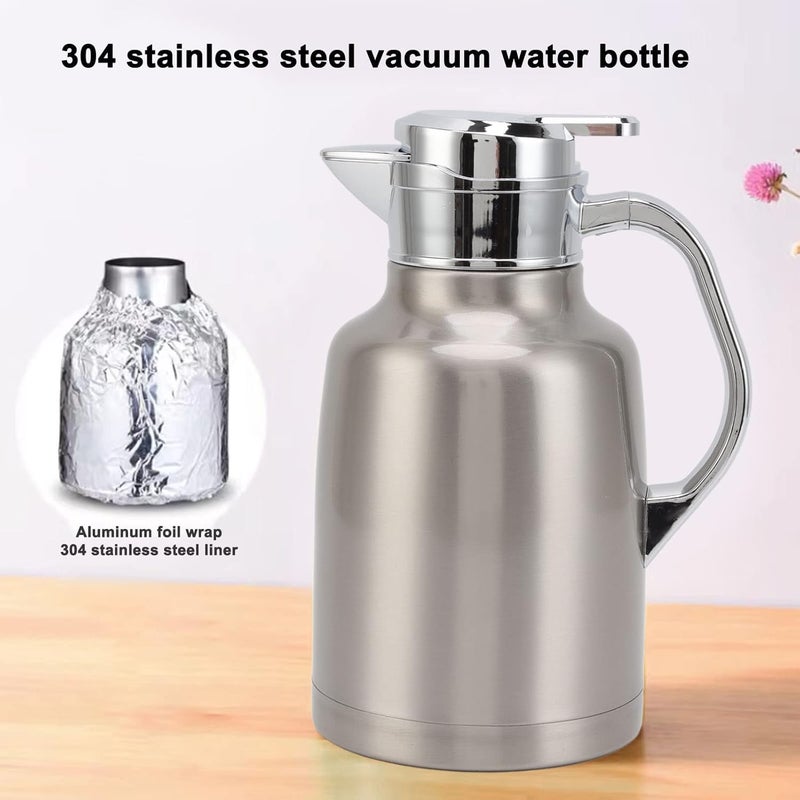 Thermal Tea Pot, 304 Stainless Steel Insulated Cup Double Wall Coffee Pot Hotel Restaurant Welcome Tool for Home, Office, Party, Tea (Silver) - Image 4