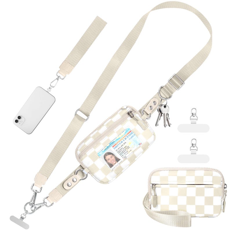 Tiostep Clip and Go Strap for Phone with Wallet Crossbody Phone Lanyard and Detachable Checkered Bag with ID Window and RFID Pouch for Daily Travel. - Image 1