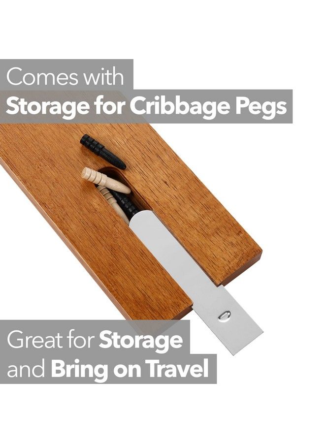 Sterling Games Extra Large Extra Long Cribbage 16" Wooden Game Board 2 Persons Double Track Board With 1/4" Holes And Italian Inlaid Large Wooden Pegs Great For Seniors And Children - Image 5