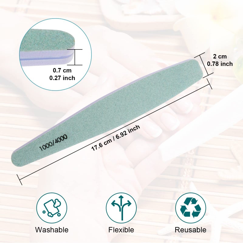 Diesisa 15pcs 1000/4000 Grit Nail Files for Natural Nails, Emery Boards for Natural Files, Double-Sided Nail Buffering Manicure Pedicure Nail Supplies Tools for Toenail Fingernail for Home & Salon - Image 5