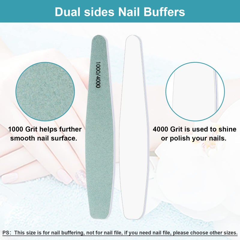 Diesisa 15pcs 1000/4000 Grit Nail Files for Natural Nails, Emery Boards for Natural Files, Double-Sided Nail Buffering Manicure Pedicure Nail Supplies Tools for Toenail Fingernail for Home & Salon - Image 2