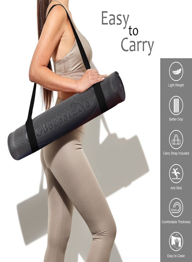 OBSESSIONS Anti-Slip PVC Solid Yoga Mat with Carrying Strap (L)173 X (W)61cm, Purple - Image 4