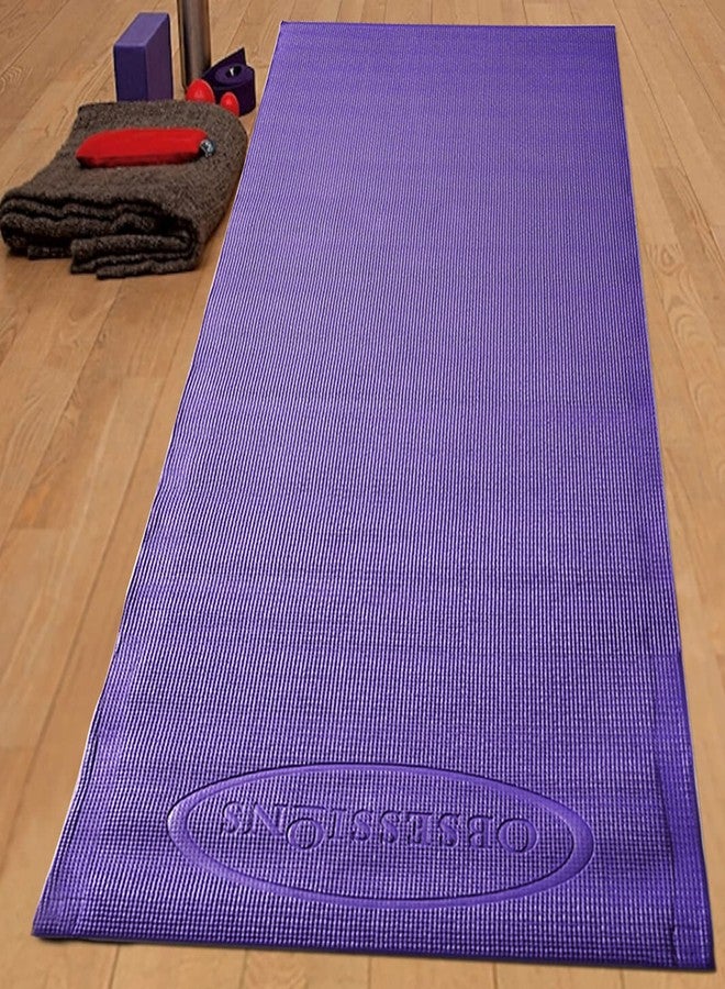 OBSESSIONS Anti-Slip PVC Solid Yoga Mat with Carrying Strap (L)173 X (W)61cm, Purple - Image 1