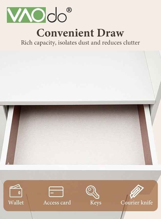 فاو دو خزانة أحذية كبيرة السعة، خزانة أحذية ببابين مفتوحين ودرج، أرفف داخلية سميكة قابلة للتعديل، منظم أحذية قائم بذاته للمدخل أبيض 71*32*90 سم - Image 3