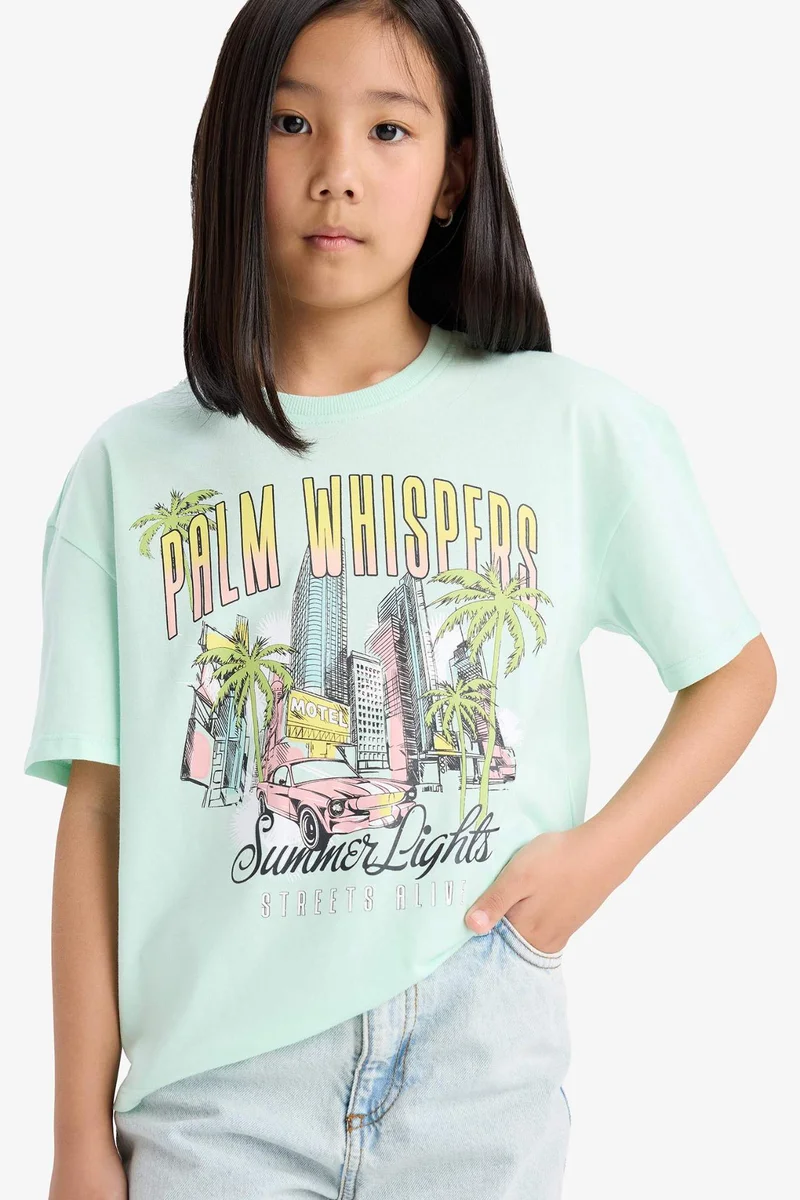DeFacto Girl Relax Fit Crew Neck Short Sleeve T-Shirt