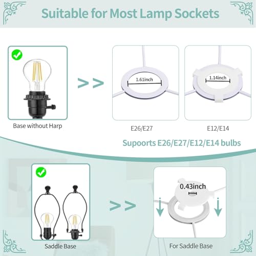 Haultop Drum Lamp Shades Set of 2, 13x13x10in Fabric Lamp Shade, Lampshade with Leaves and Floral Print, Lamp Shades for Table Lamps, Support Spider and E26/E14 Base - Image 5