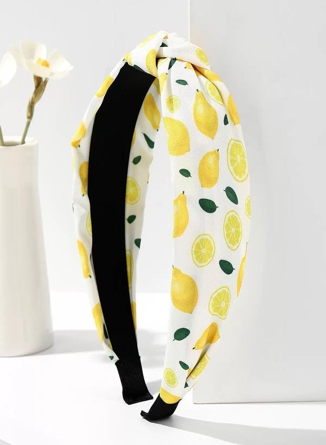 BaBakiak 2 PCS Lemon Headbands, Knotted Headbands for Women Non Slip Top Knot Hair Band, Lemon Fruits Summer Hair Accessories - Image 4