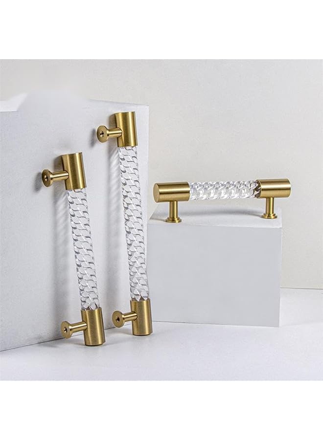 promass Light luxury brass with clear acrylic crystal handle,For closet doors drawers, cabinets and other places that need to hold hands Bring a finishing touch to your home（2PCS) - Image 2