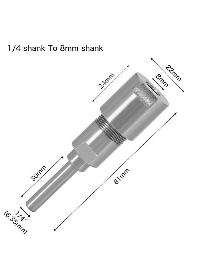 Generic - 1/4'' to 8mm Shank Router Bit Extension Rod Collet Engraving Machine Extension Milling Cutter for Wood - Image 1