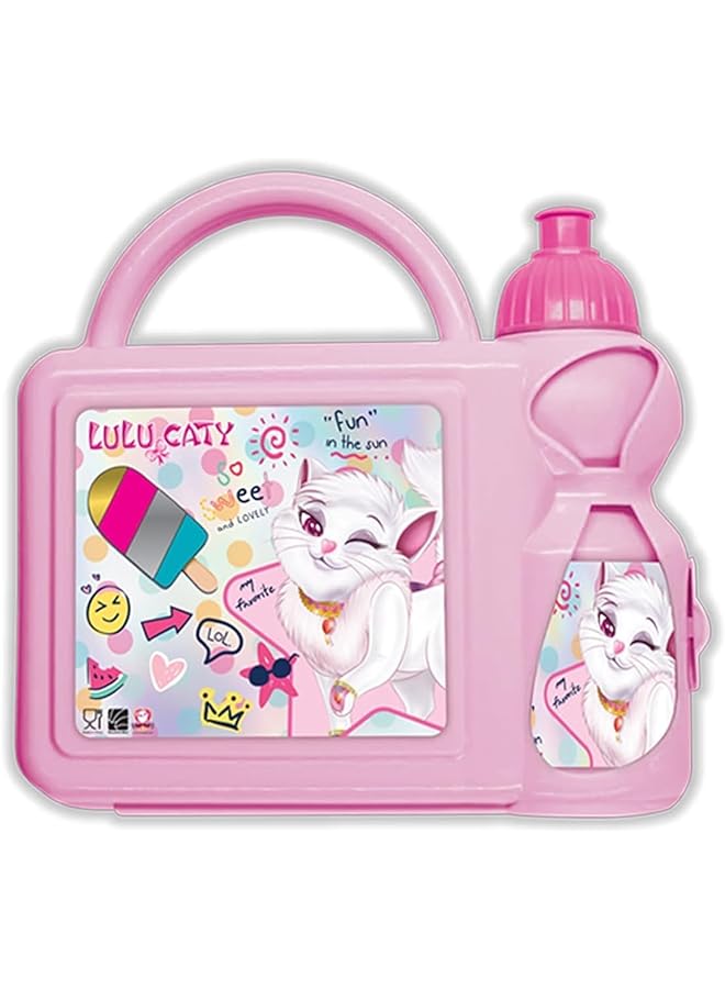 LULU CATY Kids Plastic Lunch Box And Water Bottle Pink 143644