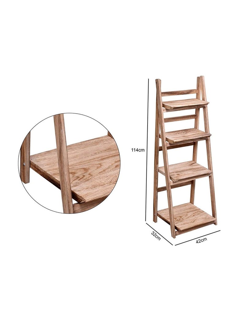 FFD 4 Tier Wooden Ladder Shaped Foldable Flowers Stand Garden Balcony Standing Plant Rack Decorative Display Stand Holder Flower Shelf For Indoor Outdoor Use  - Image 4
