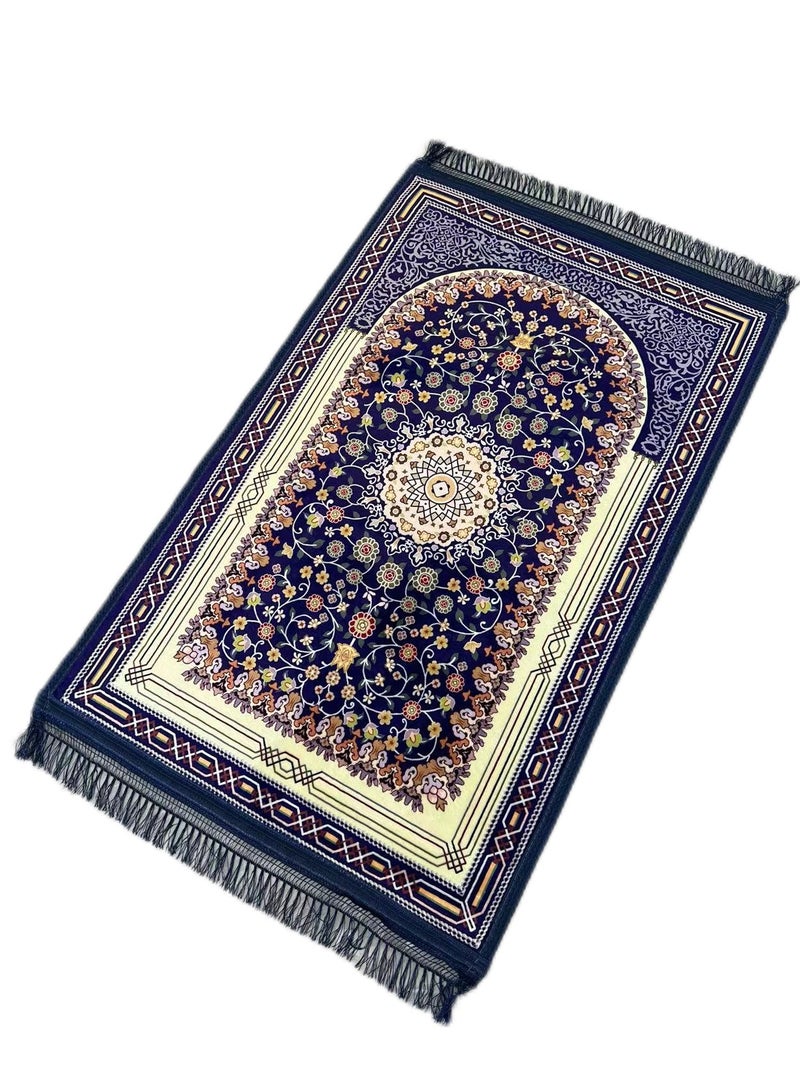 Stargold Traditional Turkish Prayer Mat, 70x110 cm Large Portable, Multicolor Islamic Prayer rug, Janamaz Sajjadah for Muslim Men and Women - Navy