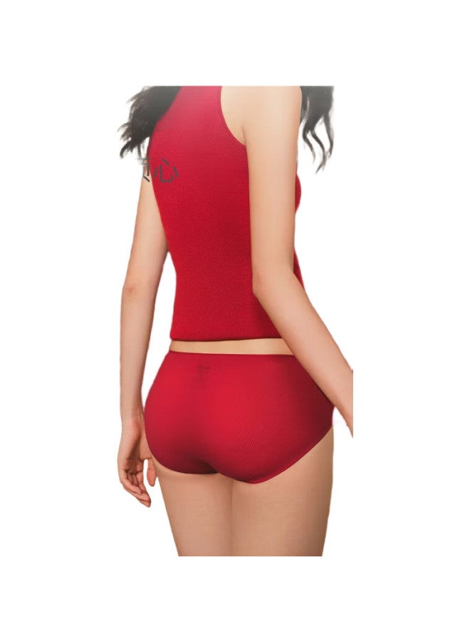 Beneunder Women'S Red Cotton Underwear Set For Year Of The Snake, Anti-Bacterial And Seamless, 3-Pack Lucky Gift Box - Image 1