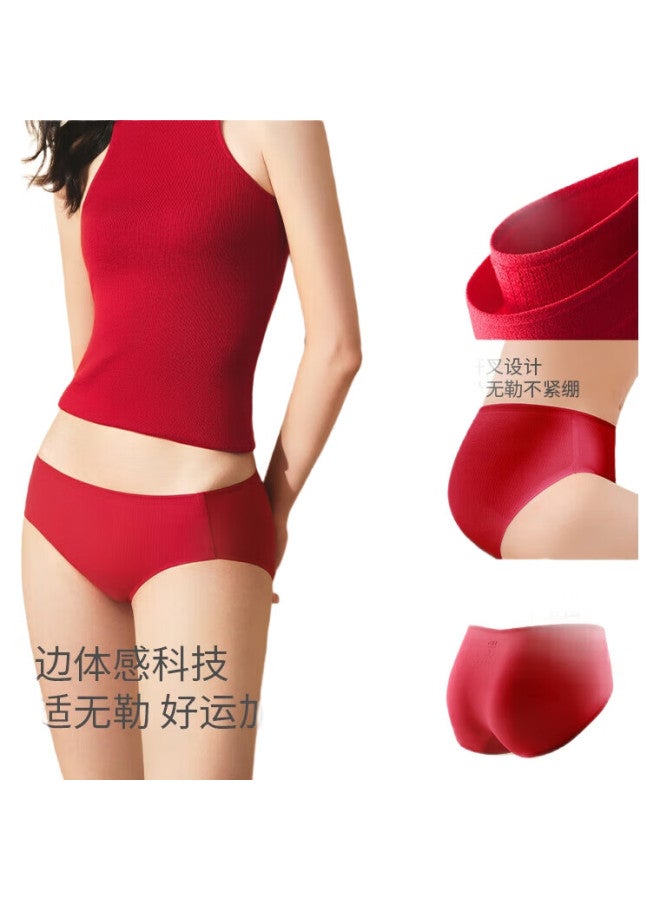 Beneunder Women'S Red Cotton Underwear Set For Year Of The Snake, Anti-Bacterial And Seamless, 3-Pack Lucky Gift Box - Image 3