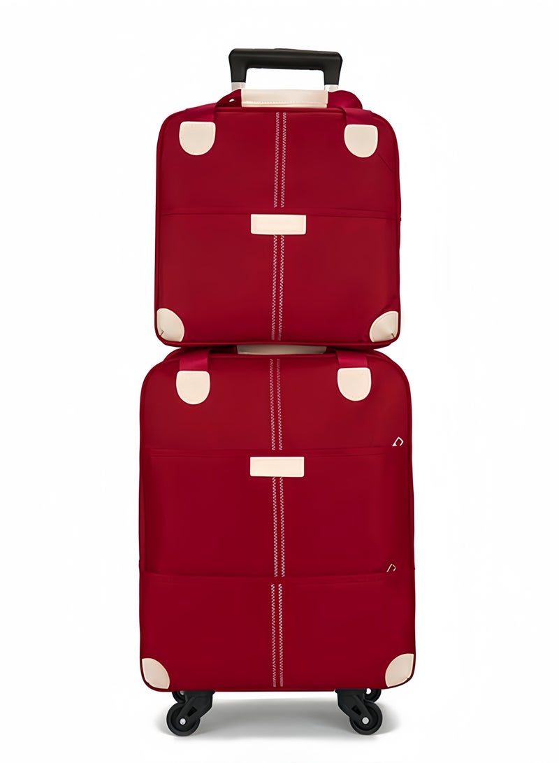 Carry On Luggage with Duffel, 18"+14" Fashion Softside Upright Luggage, Lightweight Carry on Suitcase with Spinner Wheels, Family Travel Suitcase Set with for Women Men, Burgundy  - Image 1