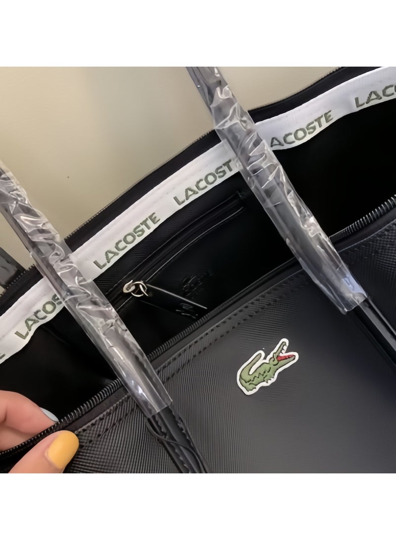 Lacoste Women's Concept Fashion Versatile Large Zipper Tote Bag Tote Bag Shoulder Bag Large Size Black - Image 5