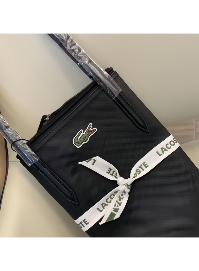 Lacoste Women's Concept Fashion Versatile Large Zipper Tote Bag Tote Bag Shoulder Bag Large Size Black - Image 4