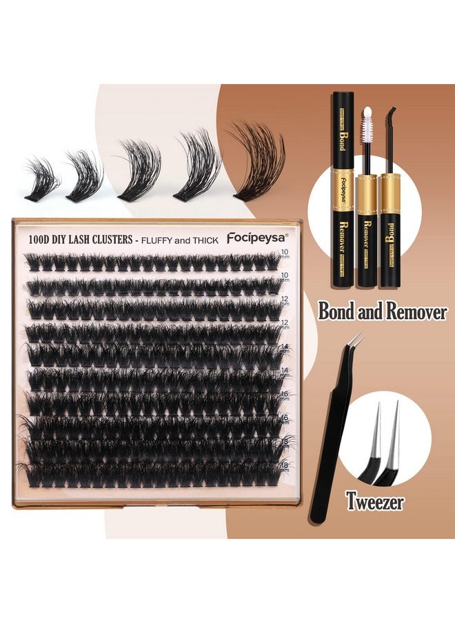 Focipeysa - Elash Extension Kit Volume Lash Clusters Kit 10-18Mm Individual Lashes Clusters 100D Diy Lash Extension Kit 200Pcs Clusters Lash With Bond And Remover Lash Applicator By Focipeysa - Image 1