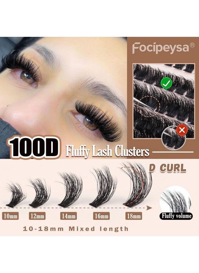 Focipeysa - Elash Extension Kit Volume Lash Clusters Kit 10-18Mm Individual Lashes Clusters 100D Diy Lash Extension Kit 200Pcs Clusters Lash With Bond And Remover Lash Applicator By Focipeysa - Image 1