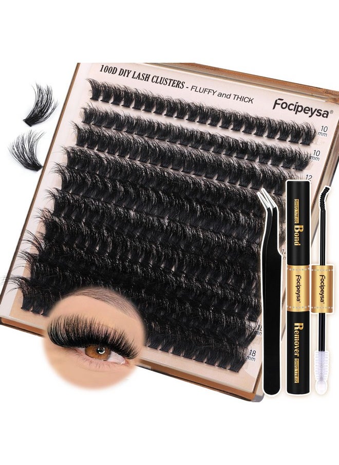 Focipeysa - Elash Extension Kit Volume Lash Clusters Kit 10-18Mm Individual Lashes Clusters 100D Diy Lash Extension Kit 200Pcs Clusters Lash With Bond And Remover Lash Applicator By Focipeysa - Image 1