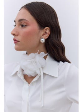 Manuka Satin Fitted Shirt Ecru  - Image 4