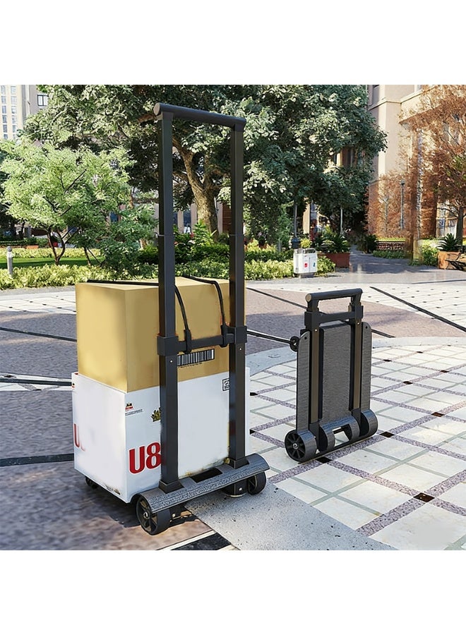 Sumkyle Folding Luggage Cart with Expandable Base Plate,2 Wheels Aluminium Alloy Drawbar Folding Hand Truck Dolly,Collapsible Light Duty Dolly for Moving Shopping Travel Office Use - Image 2