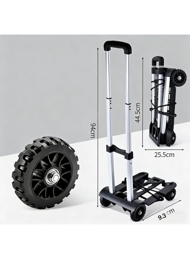 Sumkyle Folding Luggage Cart with Expandable Base Plate,2 Wheels Aluminium Alloy Drawbar Folding Hand Truck Dolly,Collapsible Light Duty Dolly for Moving Shopping Travel Office Use - Image 1
