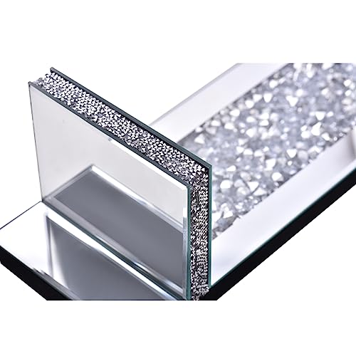 Aeveco Crystal Crush Diamond Mirrored Candle Sconces, Silver Wall Candle Holder Set of 2, Wall Decorations for Living Room，Dining Room (Rectangle (Style 4)) - Image 4