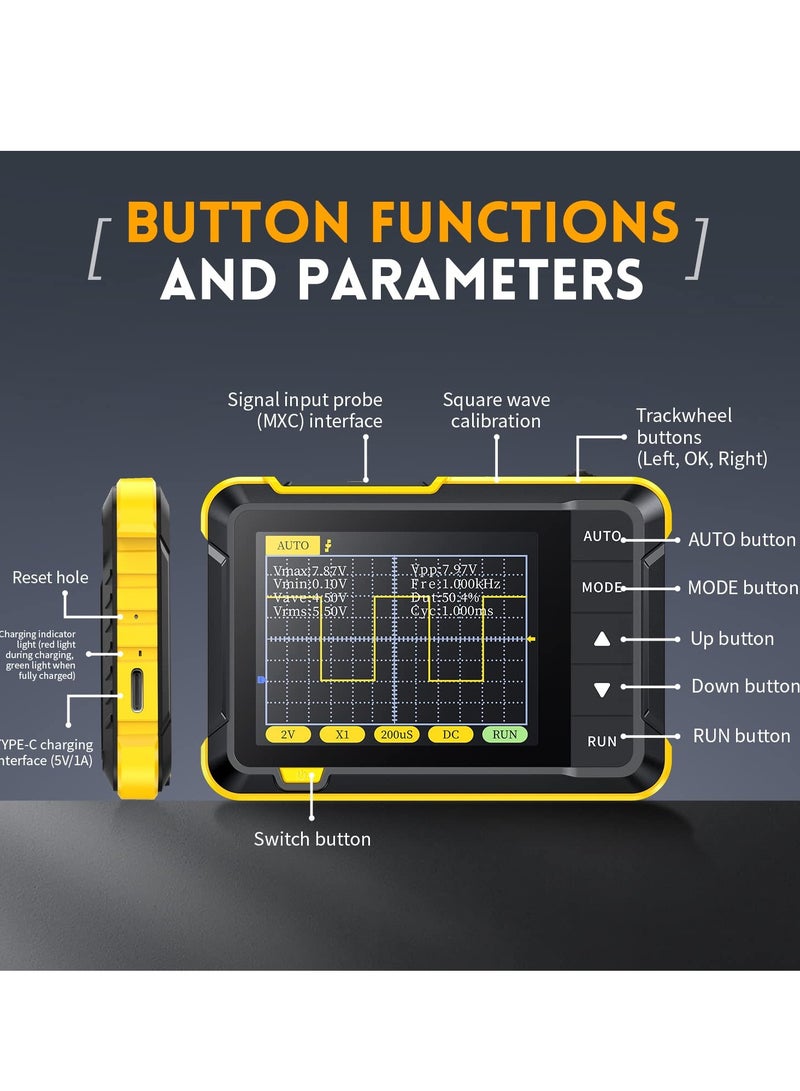 KASTWAVE DSO152 Oscilloscope - Portable Handheld Digital Oscilloscope Kit with 2.8" TFT Display, 2.5MS/s High Sampling Rate, 200KHz Bandwidth, Trigger Function Auto/Normal/Single - Image 4