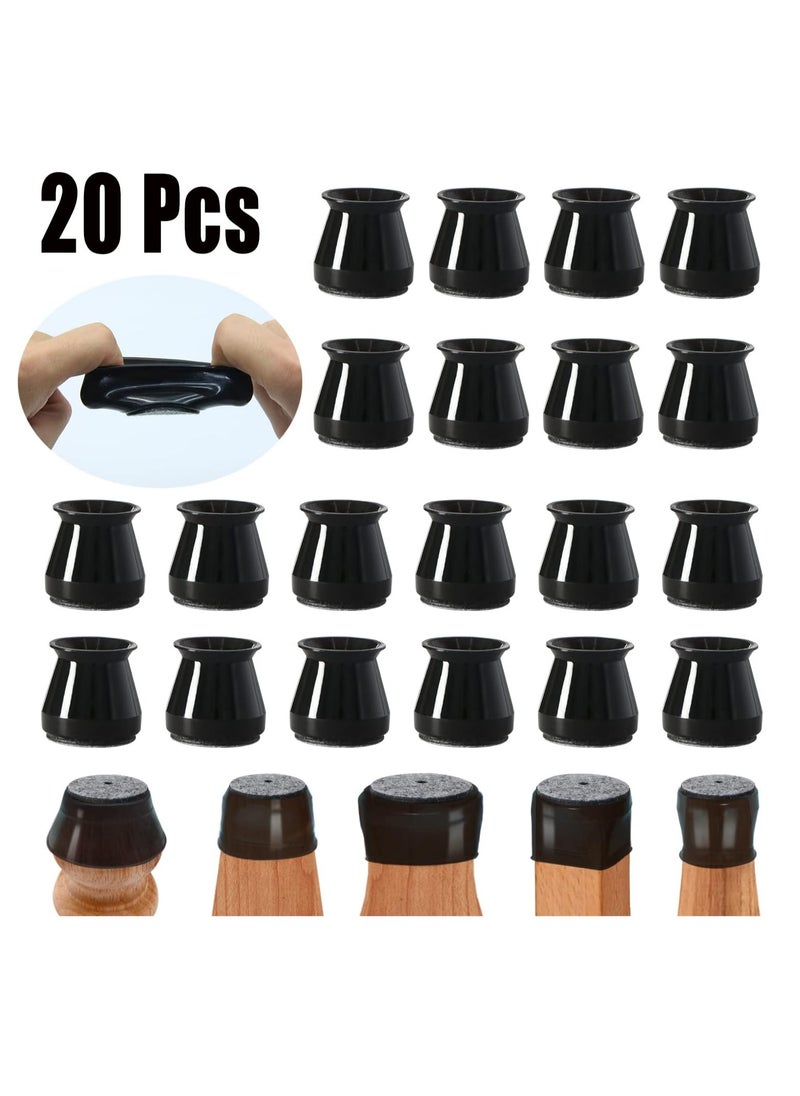 Generic - Black - 20 Pieces Chair Leg Floor Protectors Chair Leg Protectors for Hardwood Floor Silicone Pads Covers Protect Floors (Universal Small Size 0.9-1.3 Inch) - Image 1