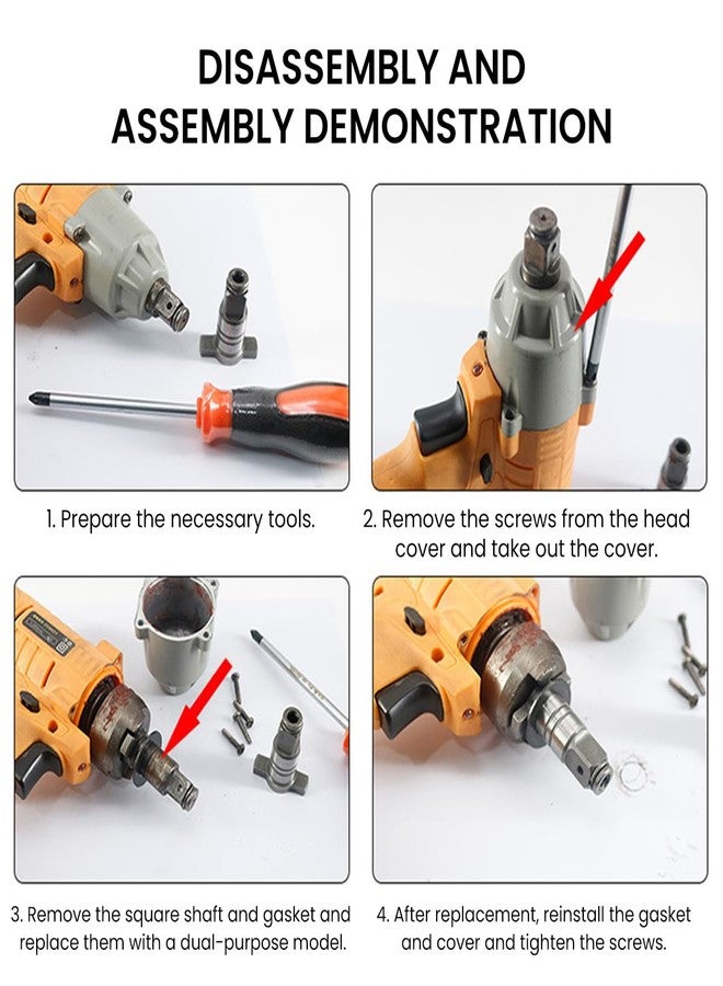 Serplex® Magnetic Converter Attachment 1/2Inch Square Drive to 1/4Inch Hex Female Socket Adapter Assembly Drill Housing for Power Wrench, Universal Fit Hex Tool, Drill Bit, Socket Sleeve - Image 4