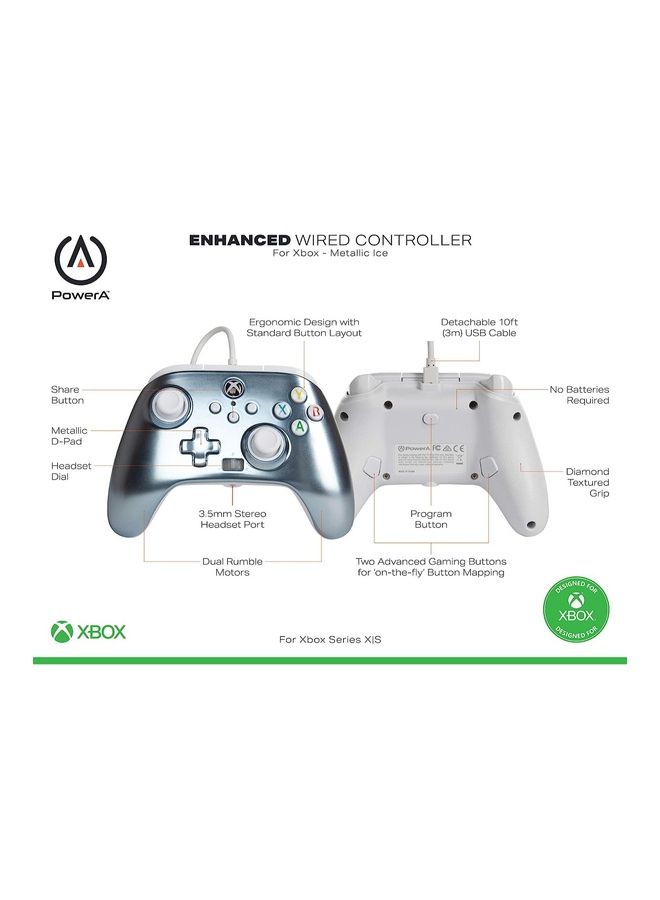 باور أيه وحدة التحكم السلكية المحسنة PowerA لأجهزة Xbox Series X|S – Metallic ICE - Image 5