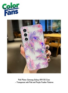 Transparent with Pink and Purple Feather Patterns