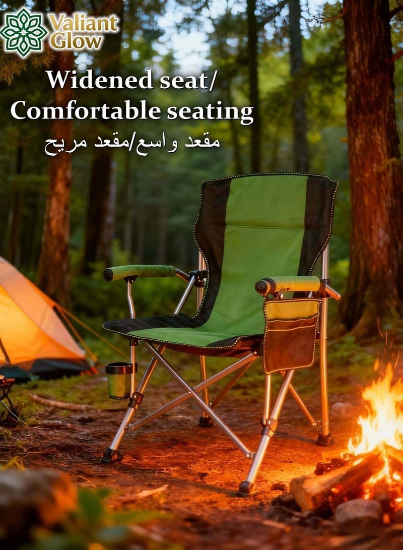 Valiant Glow Outdoor Portable Folding Camping Chair |Heavy Duty Camping Chair| Supports 450 KG Camping Chairs | Outdoor Armchair | Portable Lawn Chair with High Back Cushion | With Side Storage Pockets, Cup Holder, and Portable Carrying Bag. - Image 4