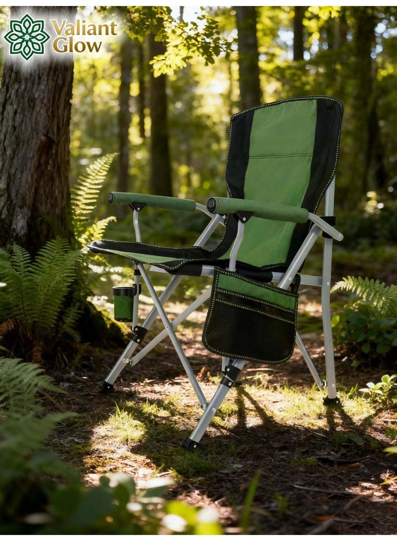 Valiant Glow Outdoor Portable Folding Camping Chair |Heavy Duty Camping Chair| Supports 450 KG Camping Chairs | Outdoor Armchair | Portable Lawn Chair with High Back Cushion | With Side Storage Pockets, Cup Holder, and Portable Carrying Bag. - Image 5