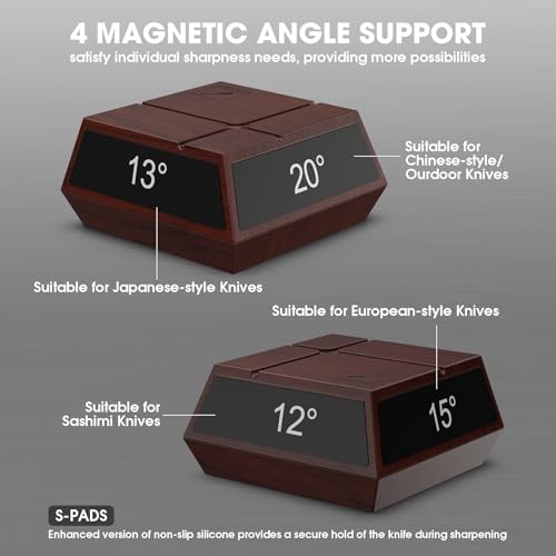 imarku Rolling Knife Sharpener, Magnetic 4-Angle Knife Sharpening Kit, 2 Diamond Discs for Any Hardness, Rolling Knife Sharpener Tool for Kitchen & Pocket Knives, 12°/13°/15°/20°, Mothers Day Gifts - Image 5