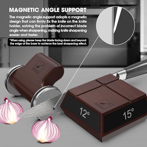 imarku Rolling Knife Sharpener, Magnetic 4-Angle Knife Sharpening Kit, 2 Diamond Discs for Any Hardness, Rolling Knife Sharpener Tool for Kitchen & Pocket Knives, 12°/13°/15°/20°, Mothers Day Gifts - Image 3