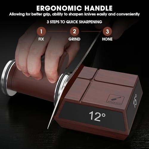 imarku Rolling Knife Sharpener, Magnetic 4-Angle Knife Sharpening Kit, 2 Diamond Discs for Any Hardness, Rolling Knife Sharpener Tool for Kitchen & Pocket Knives, 12°/13°/15°/20°, Mothers Day Gifts - Image 2