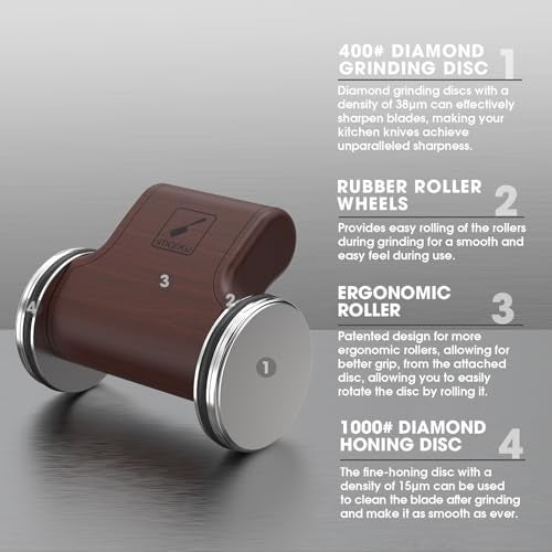 imarku Rolling Knife Sharpener, Magnetic 4-Angle Knife Sharpening Kit, 2 Diamond Discs for Any Hardness, Rolling Knife Sharpener Tool for Kitchen & Pocket Knives, 12°/13°/15°/20°, Mothers Day Gifts - Image 4