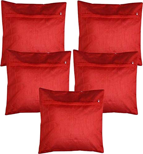 Belive-Me Velvet Embos Red Standard Medium Cushion Covers for Sofa Set of 5 Pieces (16 x 16inch / 40 x 40cm, Red) - Image 3
