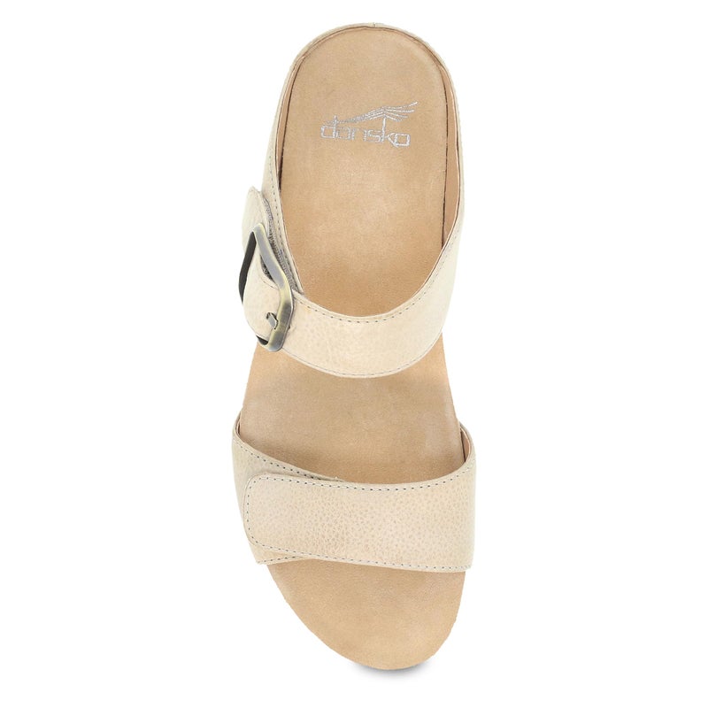 Dansko Tanya Slip-On Wedge Sandal for Women - Cushioned, Contoured Footbed for All-Day Comfort and Support - Hook & Loop Strap with Buckle Detail - Lightweight Rubber Outsole Linen 7.5-8 M US - Image 4