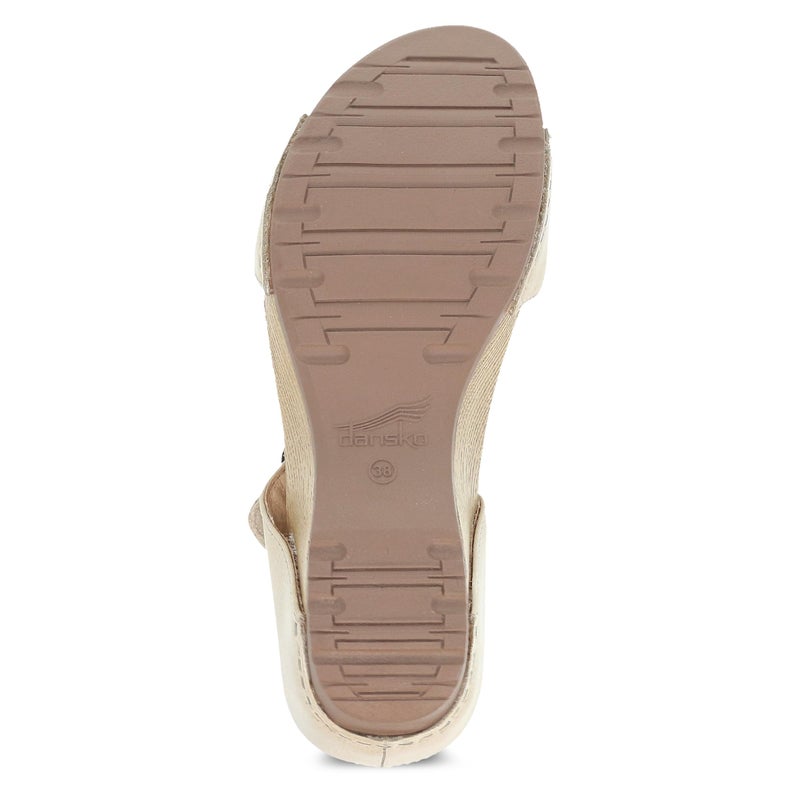 Dansko Tanya Slip-On Wedge Sandal for Women - Cushioned, Contoured Footbed for All-Day Comfort and Support - Hook & Loop Strap with Buckle Detail - Lightweight Rubber Outsole Linen 7.5-8 M US - Image 5