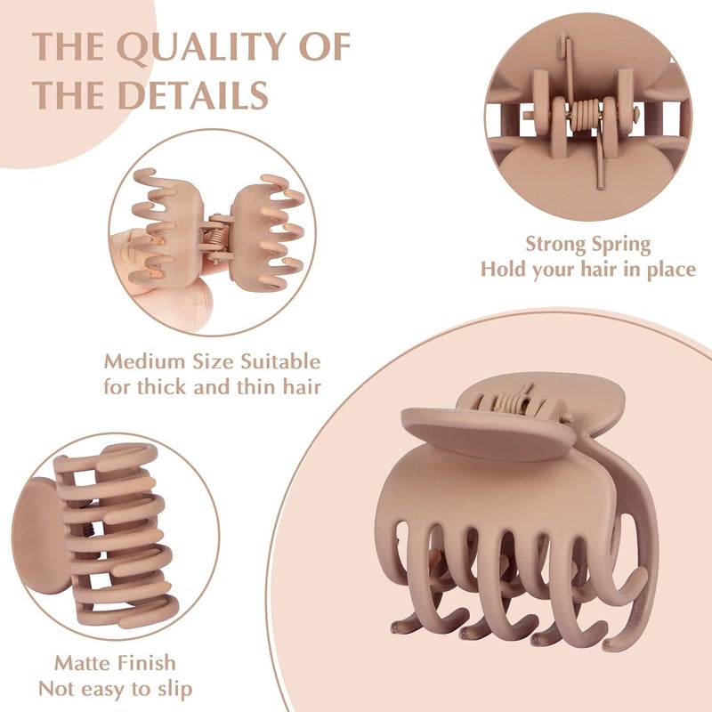 Plenteous Medium Hair Clips For Thin Fine Hair 15 Small Claw Hair Clips For Women And Girls Matte Double Row Jaw Clip Non Slip Hair Claw Multicolor 12 - Image 3
