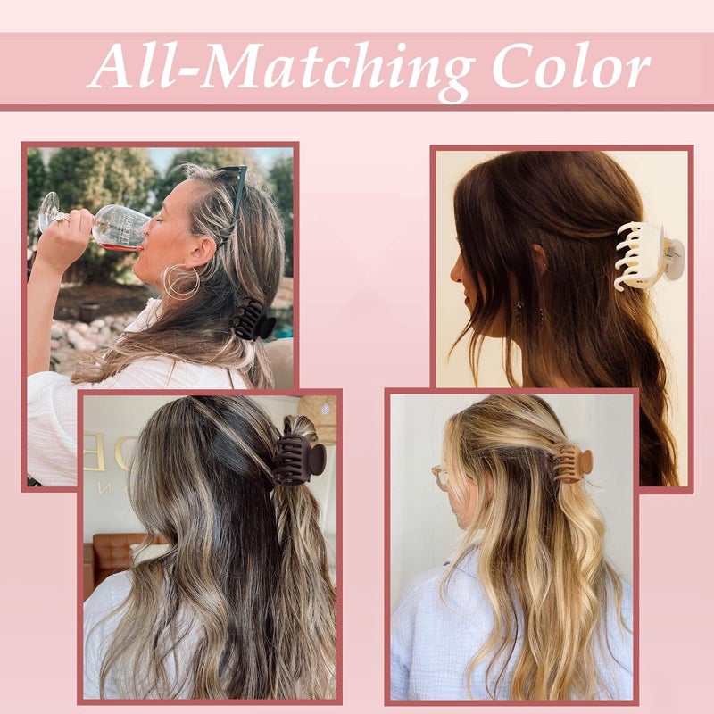 Plenteous Medium Hair Clips For Thin Fine Hair 15 Small Claw Hair Clips For Women And Girls Matte Double Row Jaw Clip Non Slip Hair Claw Multicolor 12 - Image 2