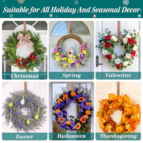 HOOSUN Wreath Hanger for Front Door for Halloween and Christmas Decorations,12 Inches Metal Wreath Hanger for Fall Decor,20 Lbs Over The Door Hooks for Front Porch Home Decor - Image 2