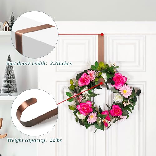 HOOSUN Wreath Hanger for Front Door for Halloween and Christmas Decorations,12 Inches Metal Wreath Hanger for Fall Decor,20 Lbs Over The Door Hooks for Front Porch Home Decor - Image 5